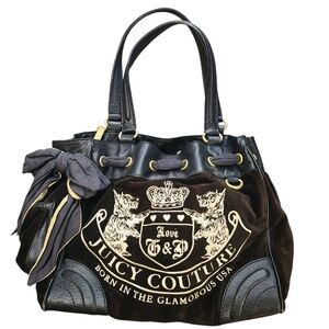 Juicy Couture Vintage Love G&P Daydreamer Bag Velour Crest Y2K 2002 Scottie Tote